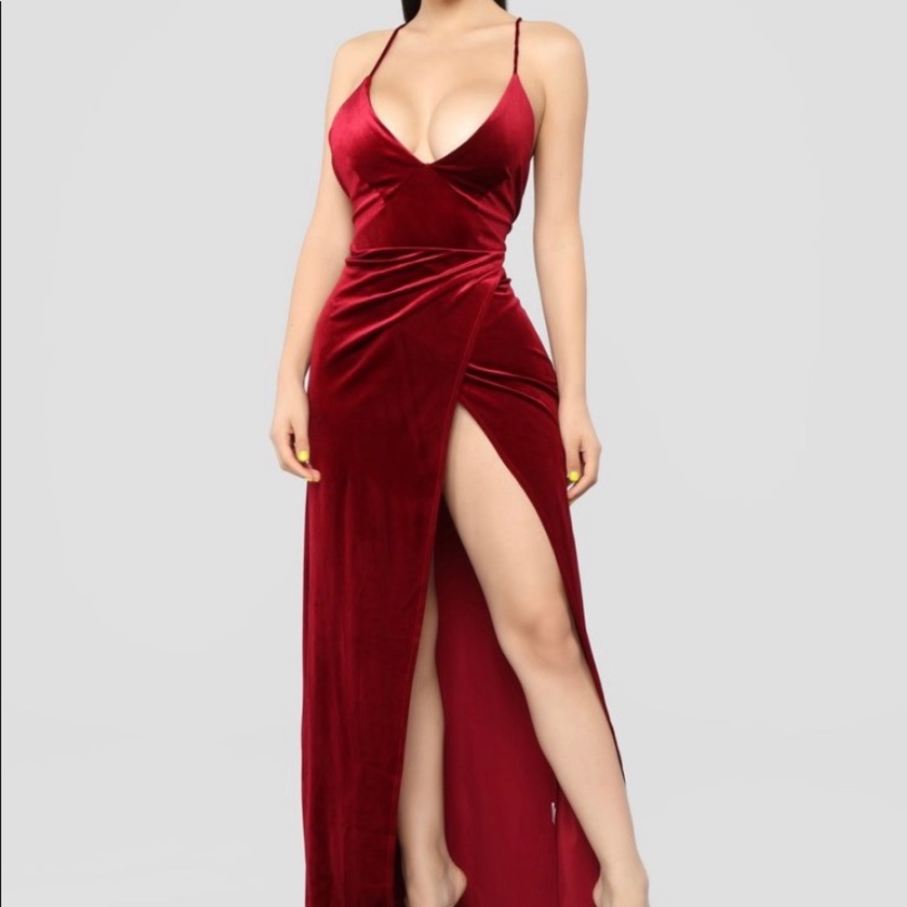 Angelique velvet maxi dress - dark burgundy